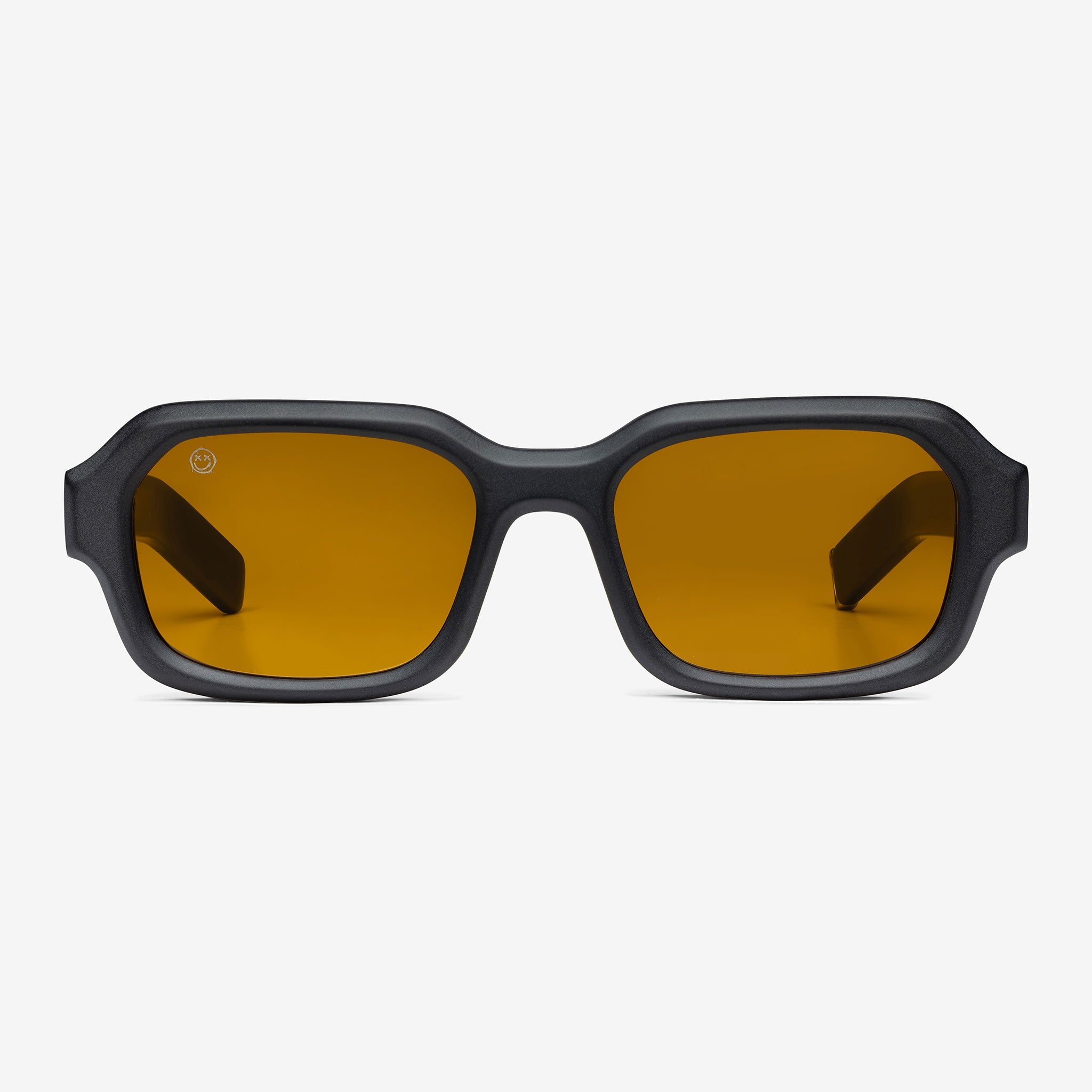 FORK Eyewear Sunglasses with black frame and amber lenses on a white background