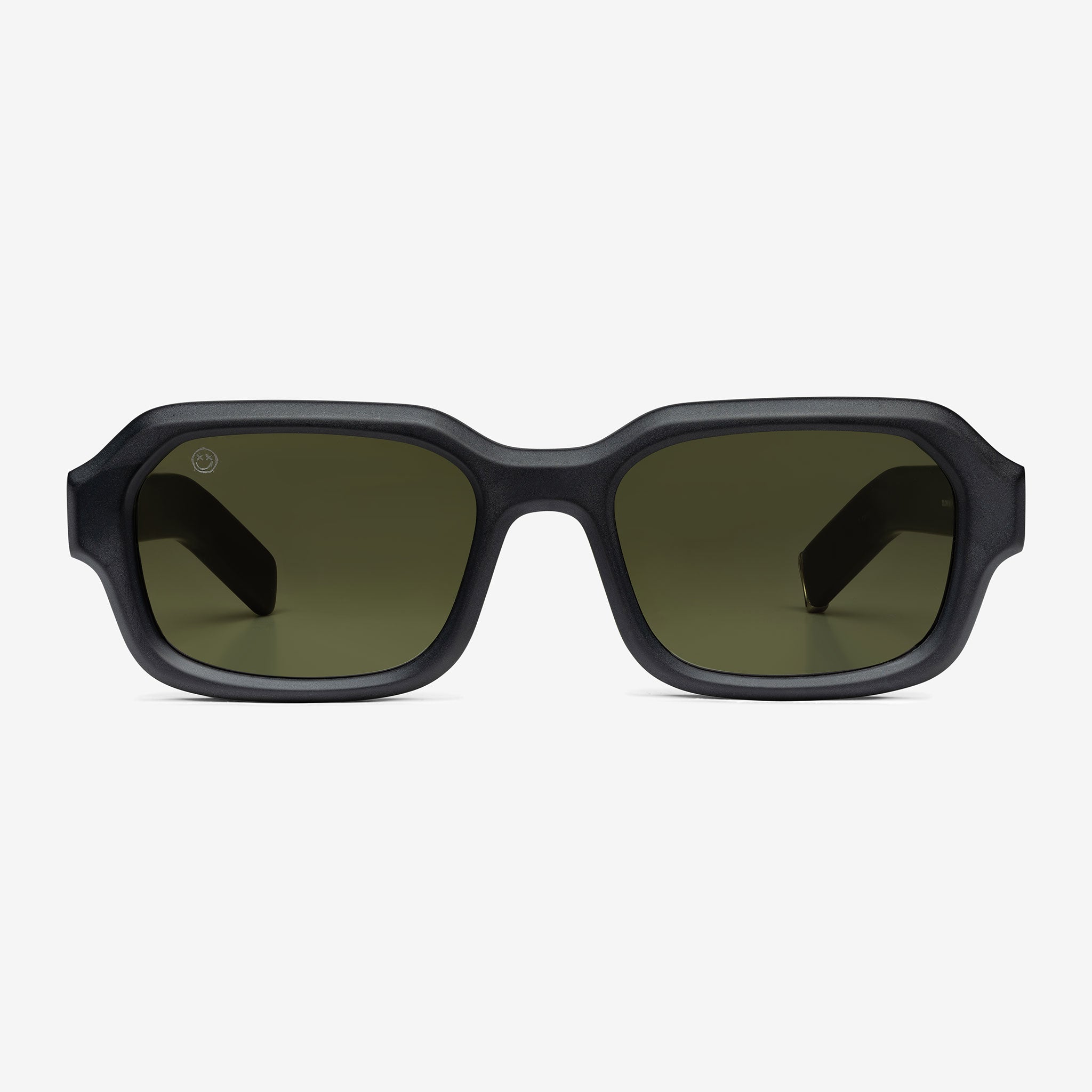 Black sunglasses with dark lenses on a white background - FORK EYEWEAR